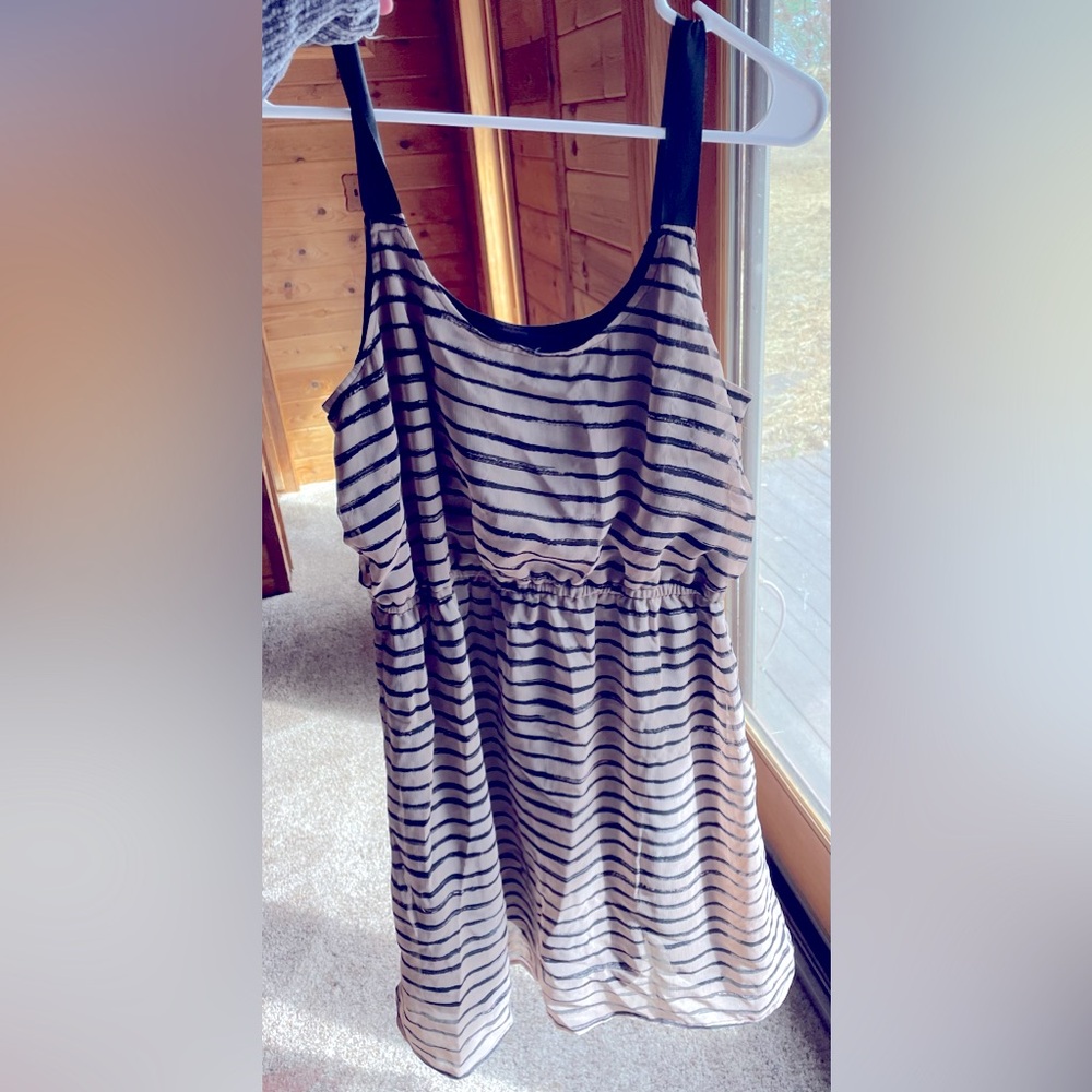 Xhilaration Black and Cream Striped Dress